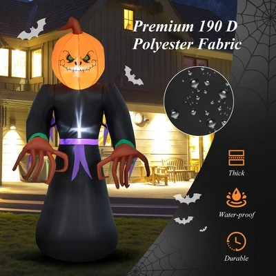Costway 6.5 FT Inflatable Halloween Warlock with Pumpkin Head Blow-up Pumpkin Reaper 8 Costway 6.5 FT Inflatable Halloween Warlock with Pumpkin Head Blow-up Pumpkin Reaper - Image 8